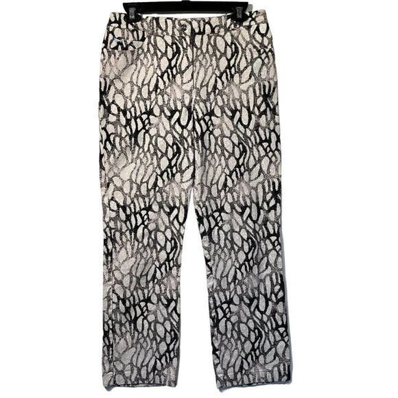 NEW St John Sport Animal Print Lurex Stretch Crop Pants Jeans - Picture 1 of 11